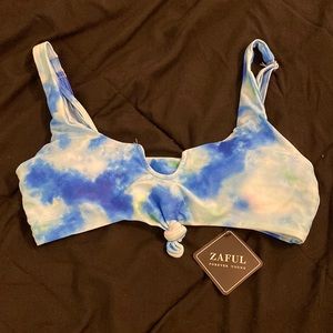 Zaful new with tags, blue tie dye bikini top size large